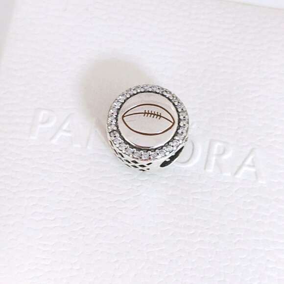 Pandora Engravable Football Charm Bead S925 Silver with box - Picture 7 of 9